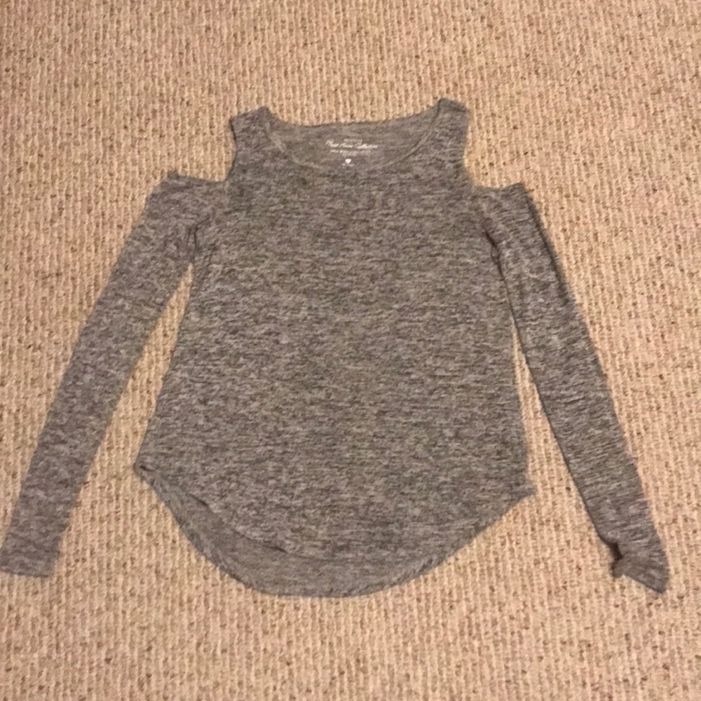 grey long sleeve with shoulder cut outs